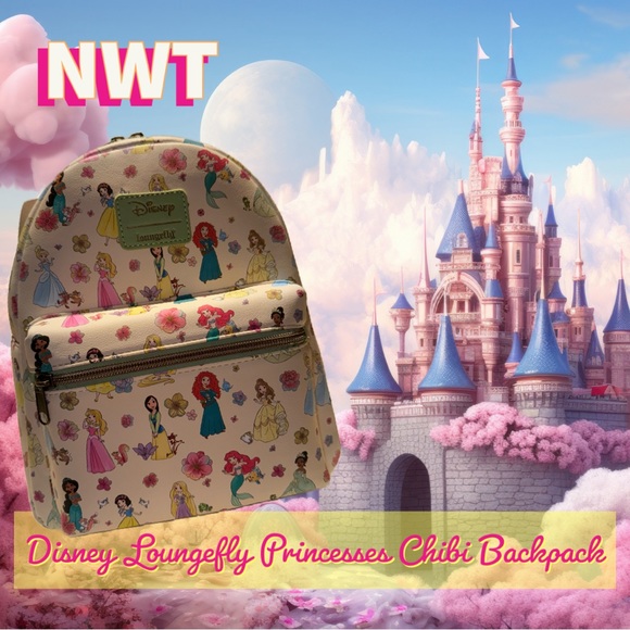 Disney Loungefly Super Cute Mini Flora Sage Chibi Backpack w/Many Princesses - Picture 1 of 8